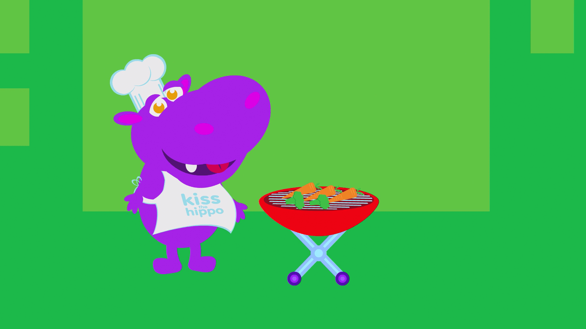 Horatio working the grill for Kiki's Music Time music video for toddlers on KneeBouncers