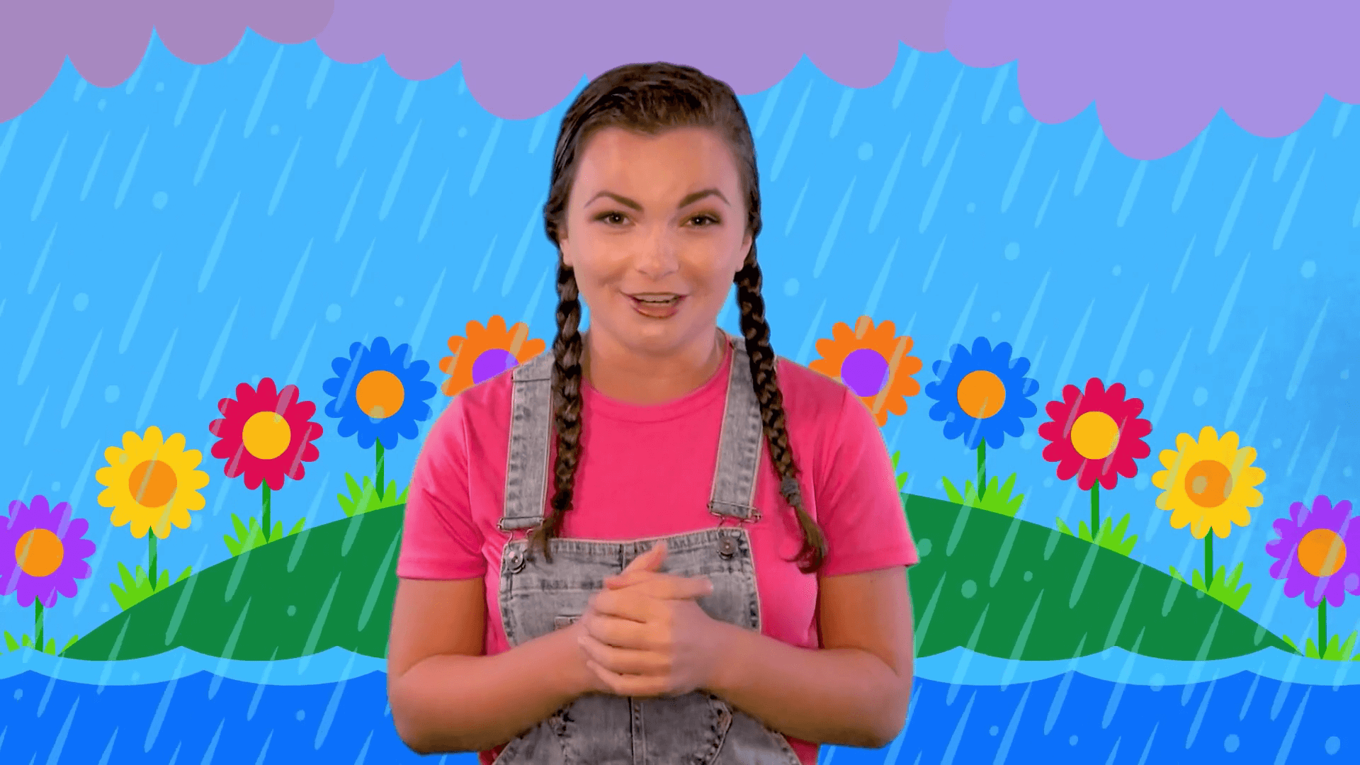 Kiki discuss the water cycle in Kiki's Music Time music video for toddlers on KneeBouncers