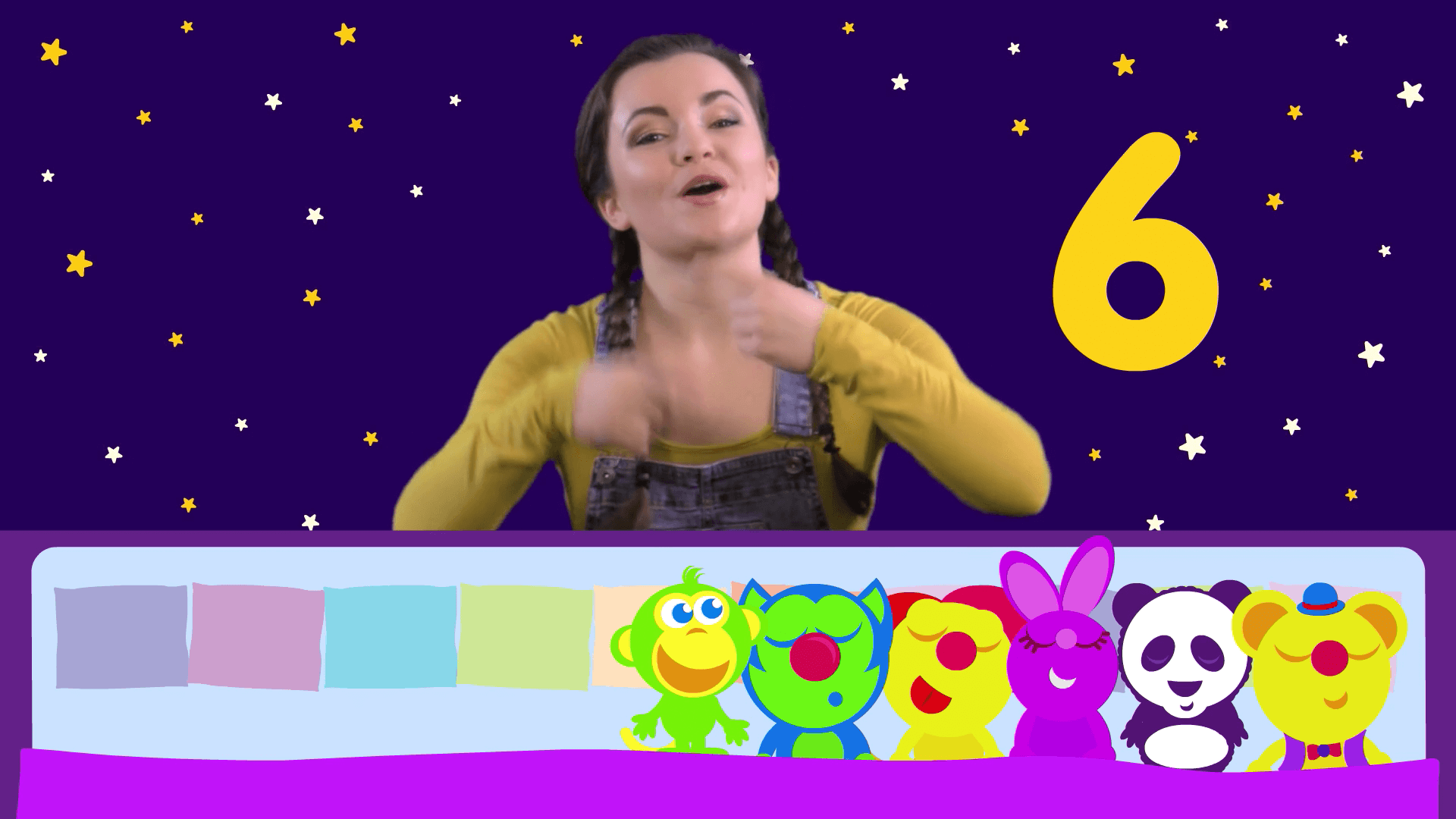 kiki sings ten in the bed title for Kiki's Music Time music video for toddlers on KneeBouncers﻿