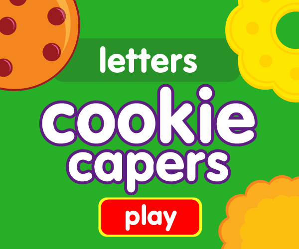Preschool game, learn letters, cookie game