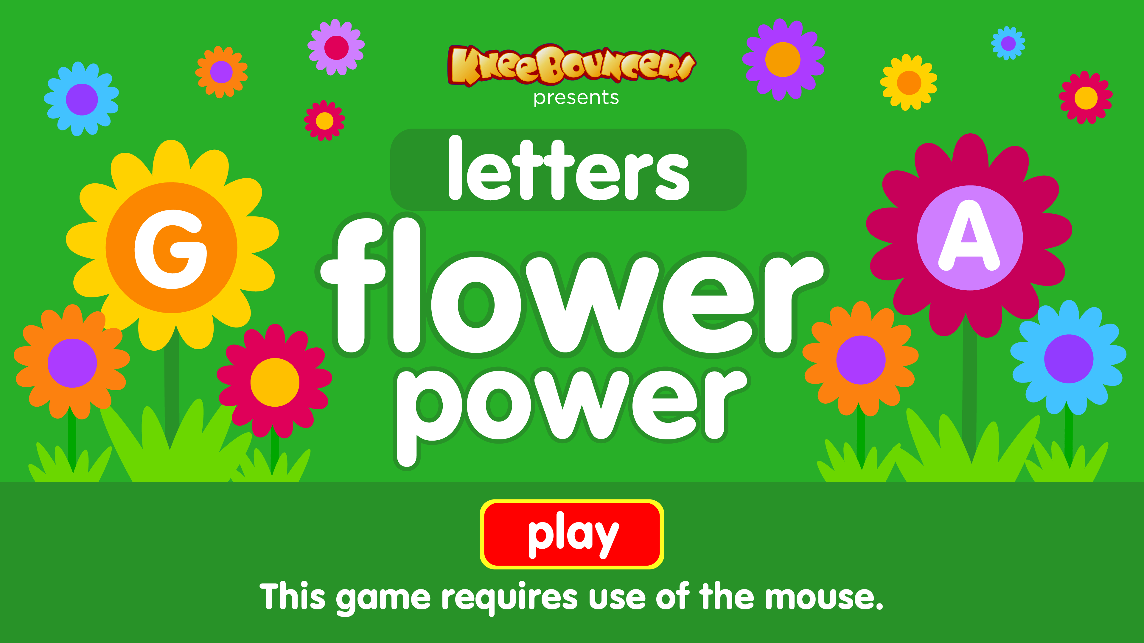 Preschool game, learn letters, flower game