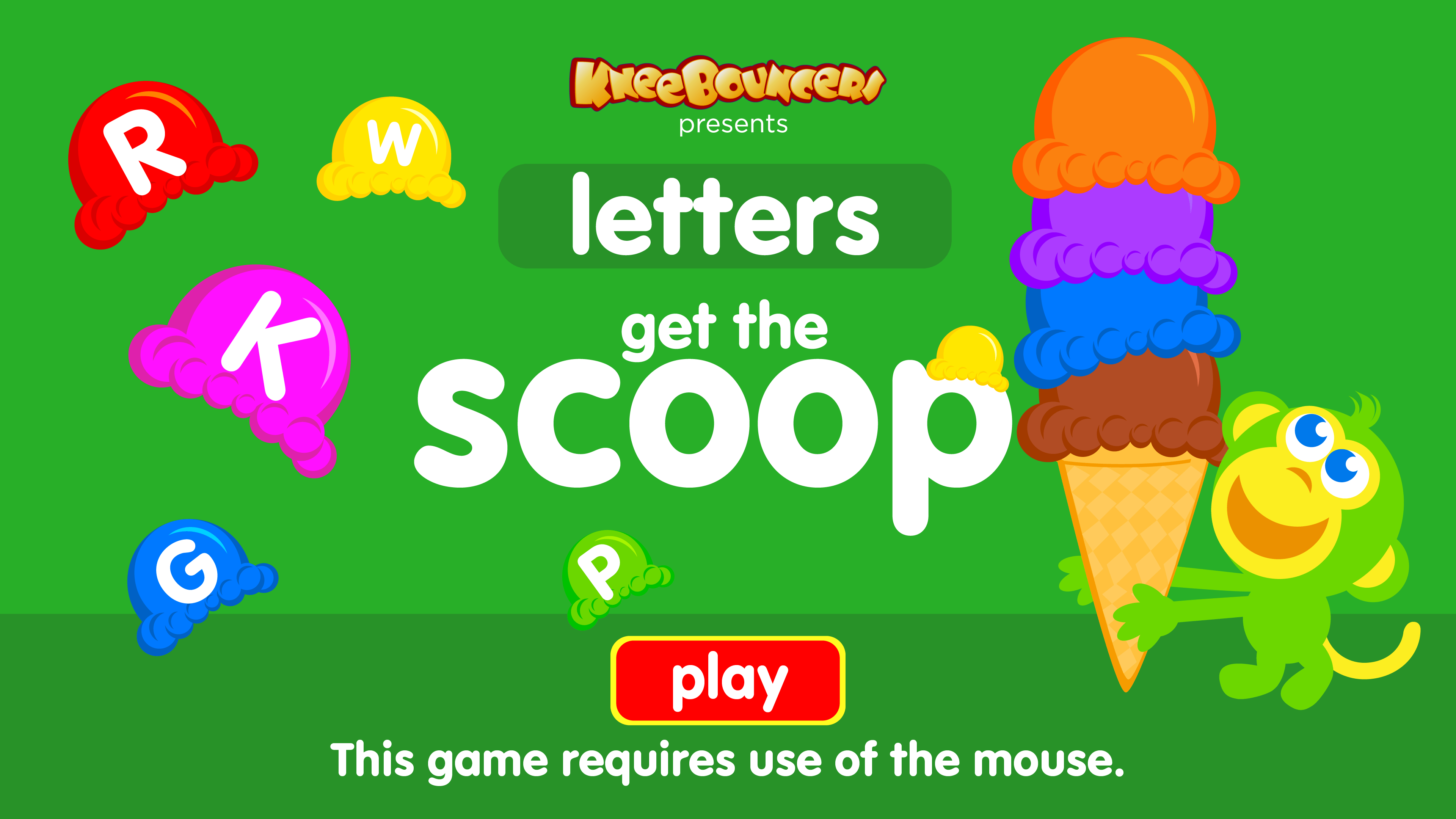Preschool game, learn letters, ice cream game