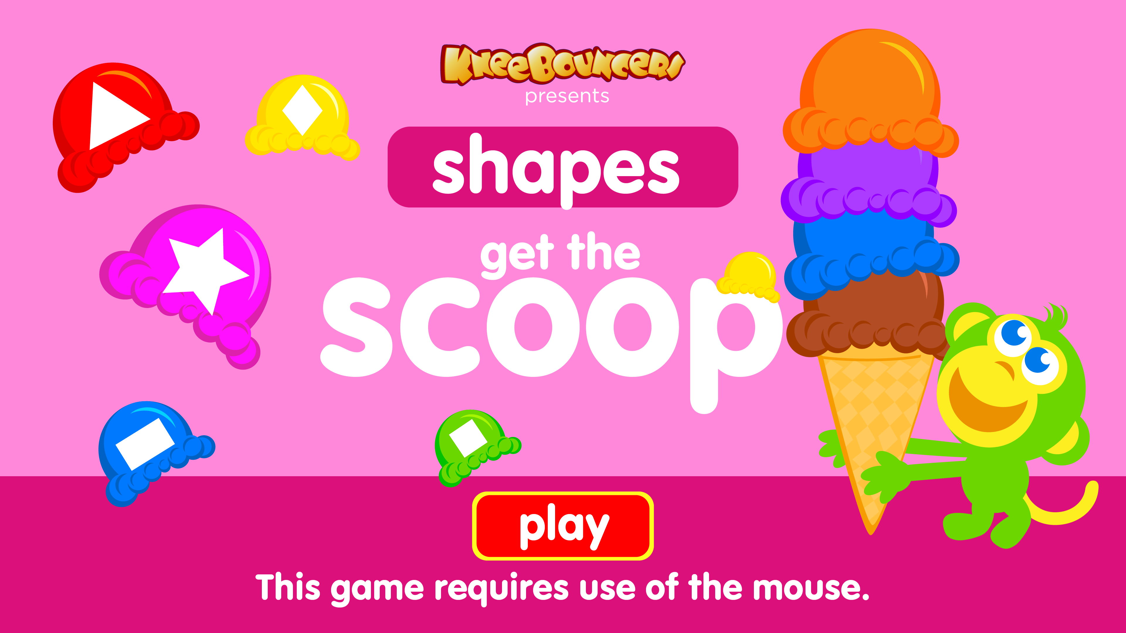 Preschool game, learn shapes, ice cream game