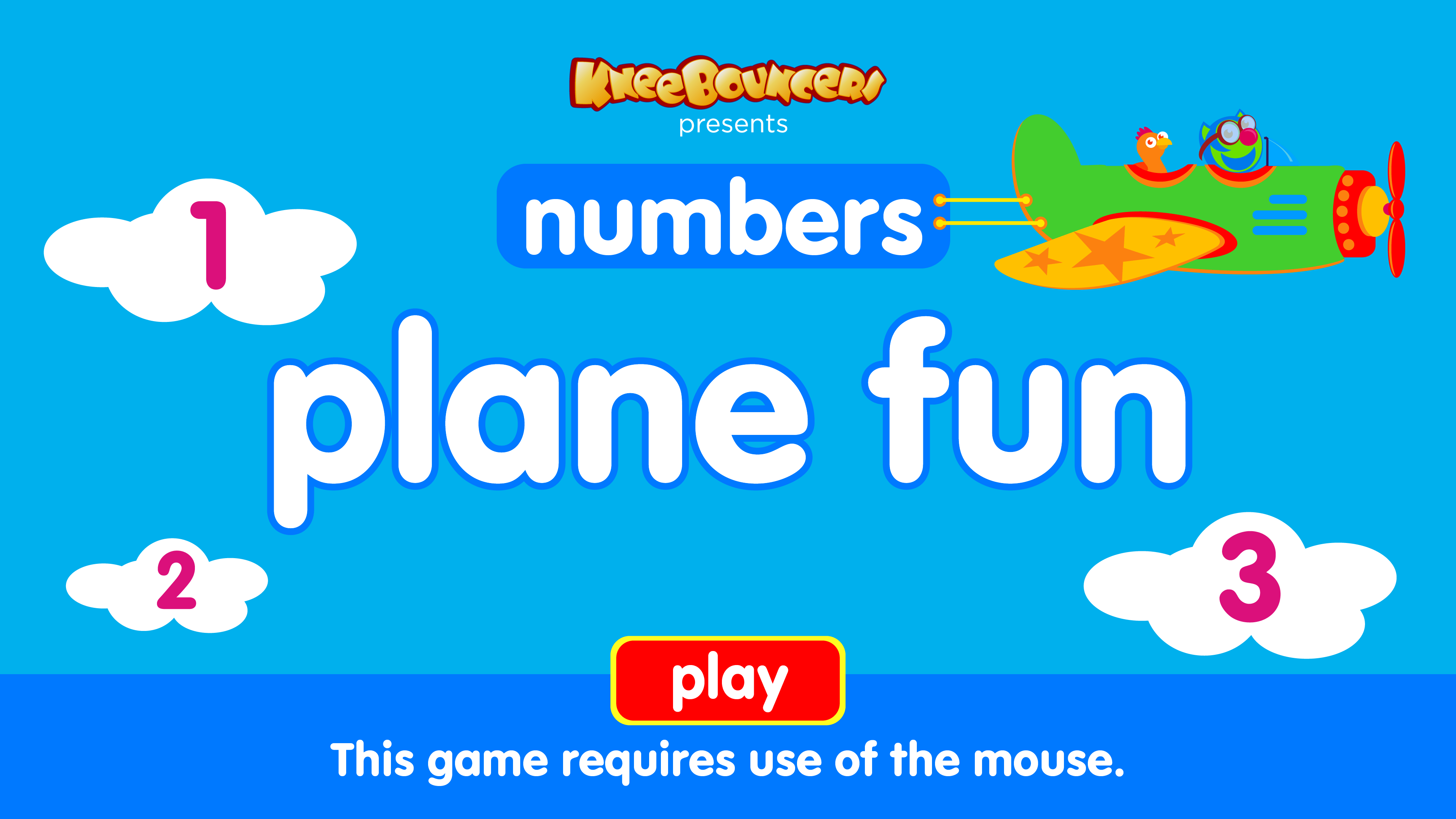 Preschool game, learn numbers, airplane game