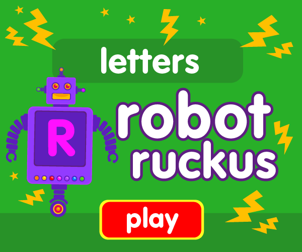 Preschool game, learn letters, robot game