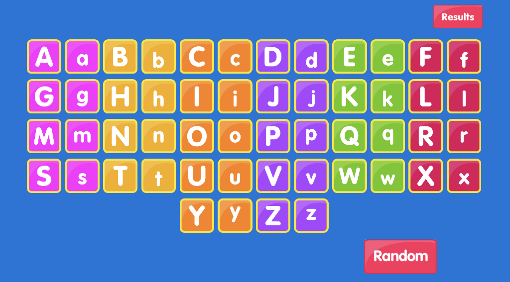 Preschool game, learn letters, select letter game