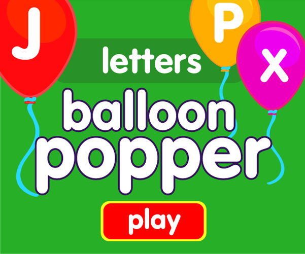 Preschool game, learn letters, balloon popping game