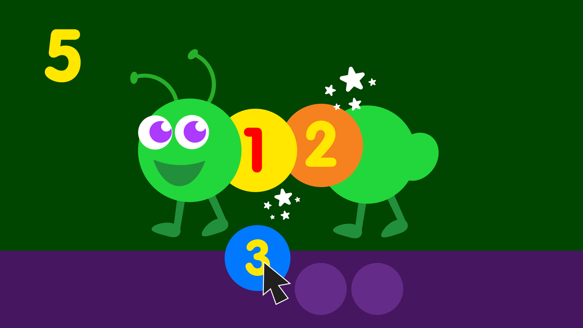 Preschool game, learn numbers, learn counting, bug game counting